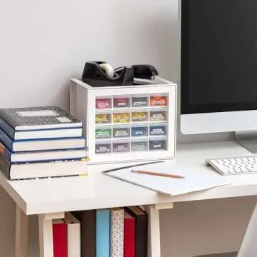 IRIS USA Craft Cabinet Storage, Screw Storage, Hardware Organizer, 16 Drawer Parts Cabinet, Art Storage Cabinets, Small Parts, Nuts and Bolts, Tool Organizer Storage, Scrapbook Art Hobby - White