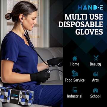 Hand-E Black Nitrile Disposable Gloves - 100 Count