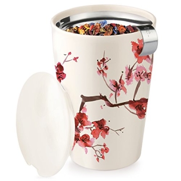 Cherry Blossom Kati Cup: Double-Walled Ceramic Infuser