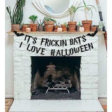 CAVLA Glitter It's Frickin Bats Halloween Banner