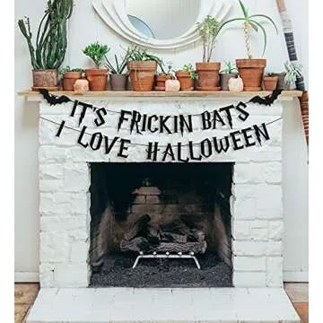 CAVLA Glitter It's Frickin Bats Halloween Banner