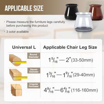 BUMACO Chair Leg Floor Protectors Chair Leg Protectors for Hardwood Floors Silicone Pads Covers to Protect Floors (Clear-20 Pcs, Universal L (1.3"-2")