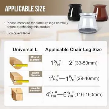 BUMACO Chair Leg Floor Protectors Chair Leg Protectors for Hardwood Floors Silicone Pads Covers to Protect Floors (Clear-20 Pcs, Universal L (1.3"-2")