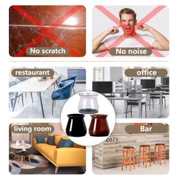 BUMACO Chair Leg Floor Protectors Chair Leg Protectors for Hardwood Floors Silicone Pads Covers to Protect Floors (Clear-20 Pcs, Universal L (1.3"-2")