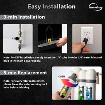 iSpring Bottleless Water Dispenser with Built-in 4-Stage Filtration, Hot/Cold/Room Temp, Self Cleaning, Stainless Steel, Model: DS4S