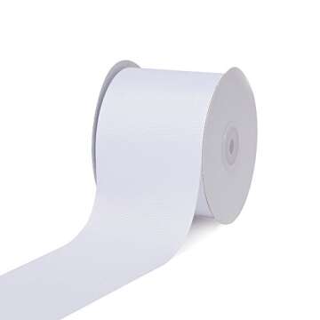 Creative Ideas GRO3000-029 , 3" Inch Solid Grosgrain Ribbon, 25 Yards, White, 25 yd