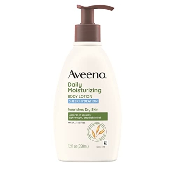 Aveeno Sheer Hydration Daily Moisturizing Fragrance-Free Lotion for Dry Skin, 12 fl oz