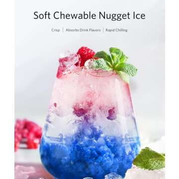 Nugget Ice Makers Countertop, Pellet Ice Maker Machine with Soft Chewable Ice, 35lbs/Day, One-Click ...