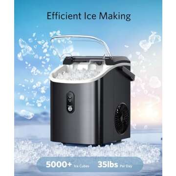 Nugget Ice Makers Countertop, Pellet Ice Maker Machine with Soft Chewable Ice, 35lbs/Day, One-Click Operation, Pebble Ice Maker Countertop with Self-Cleaning for Home/Office/RV/Camping