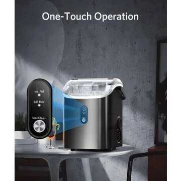 Nugget Ice Makers Countertop, Pellet Ice Maker Machine with Soft Chewable Ice, 35lbs/Day, One-Click Operation, Pebble Ice Maker Countertop with Self-Cleaning for Home/Office/RV/Camping