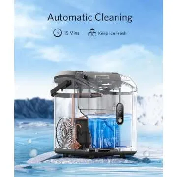 Nugget Ice Makers Countertop, Pellet Ice Maker Machine with Soft Chewable Ice, 35lbs/Day, One-Click Operation, Pebble Ice Maker Countertop with Self-Cleaning for Home/Office/RV/Camping