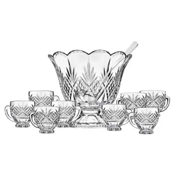 Godinger Dublin Crystal Punch Bowl Set with 8 Cups