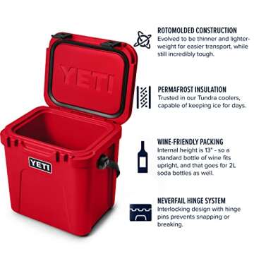 YETI Roadie 24 Cooler in Rescue Red for Outdoor Adventures