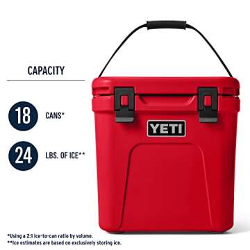YETI Roadie 24 Cooler in Rescue Red for Outdoor Adventures