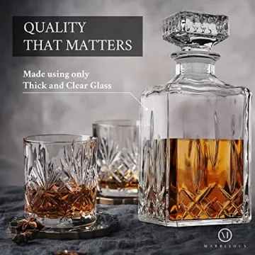 Elegant Glass Whiskey Decanter Set of 2 for Liquor