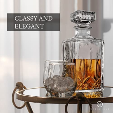 Elegant Glass Whiskey Decanter Set of 2 for Liquor