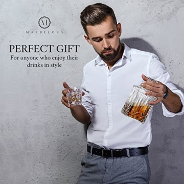 Elegant Glass Whiskey Decanter Set of 2 for Liquor