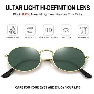 Dollger Oval Sunglasses Stylish Vintage Metal Frame Unisex