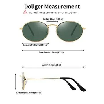 Dollger Oval Sunglasses Stylish Vintage Metal Frame Unisex