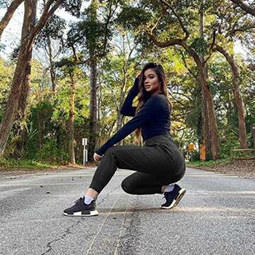 BALEAF Women's Joggers Lightweight Hiking Pants High Waist 5 Zipper Pockets Quick Dry Travel Athletic UPF50+ Black M