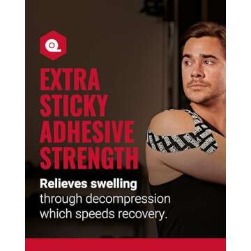 RockTape Extra Sticky 2" Kinesiology Tape (Logo, Black) - Athletic Tape for Muscle Pain Relief, Inju...