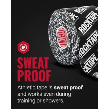 RockTape Extra Sticky 2" Kinesiology Tape (Logo, Black) - Athletic Tape for Muscle Pain Relief, Injury Recovery - Microscopic Skin Lifting & Decompression - Sweat & Water Resistant - Hypoallergenic