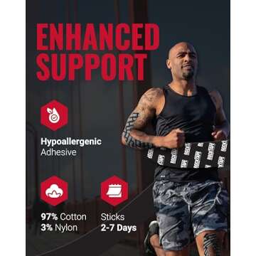 RockTape Extra Sticky 2" Kinesiology Tape (Logo, Black) - Athletic Tape for Muscle Pain Relief, Injury Recovery - Microscopic Skin Lifting & Decompression - Sweat & Water Resistant - Hypoallergenic