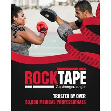 RockTape Extra Sticky 2" Kinesiology Tape (Logo, Black) - Athletic Tape for Muscle Pain Relief, Injury Recovery - Microscopic Skin Lifting & Decompression - Sweat & Water Resistant - Hypoallergenic