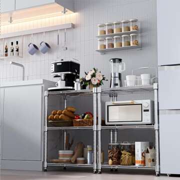 MZG 450 lbs Wire Storage Shelving 3-Tier Utility Shelving Unit Steel Organizer Wire Rack for Home,Kitchen,Office,Chrome(11.8" D x 17.7" W x 26.3" H)