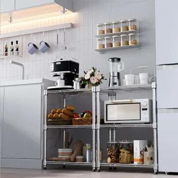 MZG 450 lbs Wire Storage Shelving 3-Tier Utility Shelving Unit Steel Organizer Wire Rack for Home,Kitchen,Office,Chrome(11.8" D x 17.7" W x 26.3" H)