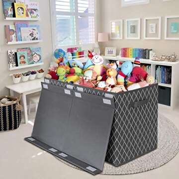 Kids Toy Box Chest Storage Bins, Large Fabric Container with Flip-Top Lid, 24.5x13x16 inches