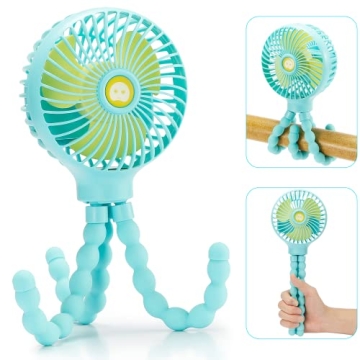 snawowo Mini Handheld Portable Fan - Baby Stroller, Car Seat USB or Battery Powered with Flexible Tr...