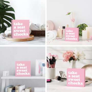 Pink Bathroom Decor Pink Dorm Decor, Pink Bathroom Wall Decor, Funny Bathroom Decor Bathroom Pink Dorm Decor for College Girls Women, Coquette Room Decor, Clean Girl Pink Decor Teen Girl Dorm Decor