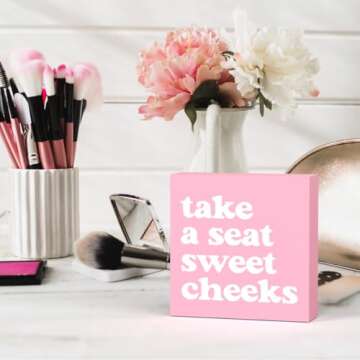 Pink Bathroom Decor Pink Dorm Decor, Pink Bathroom Wall Decor, Funny Bathroom Decor Bathroom Pink Dorm Decor for College Girls Women, Coquette Room Decor, Clean Girl Pink Decor Teen Girl Dorm Decor