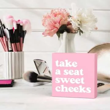 Pink Bathroom Decor Pink Dorm Decor, Pink Bathroom Wall Decor, Funny Bathroom Decor Bathroom Pink Dorm Decor for College Girls Women, Coquette Room Decor, Clean Girl Pink Decor Teen Girl Dorm Decor