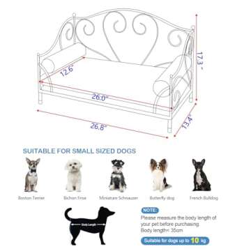 BabyLand Pet Bed/Pet Sofa with Iron Frame/Bed for Dogs with Detachable Cushion/Comfortable Dog Sofas and Chairs/Dog Couch for Summer Using(Black)