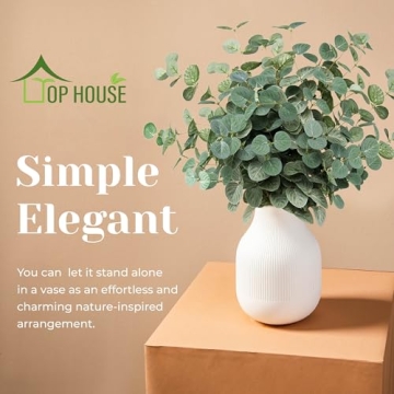TOPHOUSE 6pcs Artificial Eucalyptus Leaves Stems Bulk 24.8” Silver Dollar Eucalyptus Artificial Greenery Silk Eucalyptus Plant for Home Wedding Farmhouse Decoration