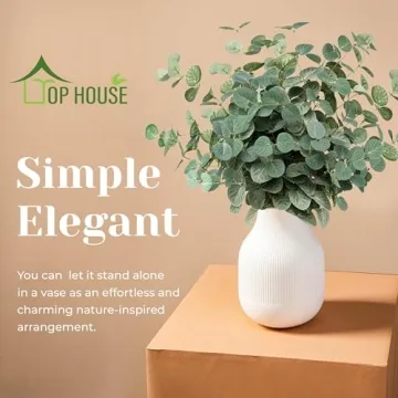 TOPHOUSE 6pcs Artificial Eucalyptus Leaves Stems Bulk 24.8” Silver Dollar Eucalyptus Artificial Greenery Silk Eucalyptus Plant for Home Wedding Farmhouse Decoration