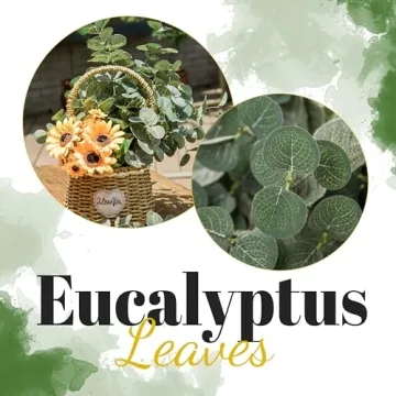 TOPHOUSE 6pcs Artificial Eucalyptus Leaves Stems Bulk 24.8” Silver Dollar Eucalyptus Artificial Greenery Silk Eucalyptus Plant for Home Wedding Farmhouse Decoration