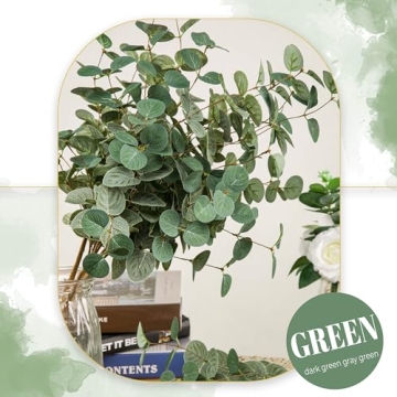 TOPHOUSE 6pcs Artificial Eucalyptus Leaves Stems Bulk 24.8” Silver Dollar Eucalyptus Artificial Greenery Silk Eucalyptus Plant for Home Wedding Farmhouse Decoration