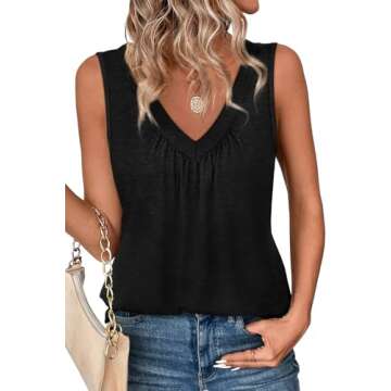 OFEEFAN Women's Sleeveless V Neck Summer Tank Top