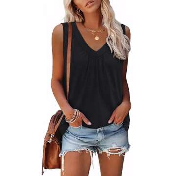 OFEEFAN Women's Sleeveless V Neck Summer Tank Top