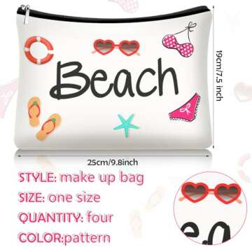 Weewooday Beach Cosmetic Bag for Women Funny Beach Makeup Bag Gifts Beach Accessories Travel Organiz...
