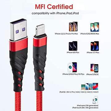 (2 Pack) Long iPhone Charger 10ft for [MFi Certified],CyvenSmart 10 Foot Lightning Cable Fast Charging Cord 10 Feet for iPhone 12/12 Pro/11/11 Pro/11 Pro Max/XS/XS Max/XR/X/8/8 Plus/7/7 Plus/6 Plus