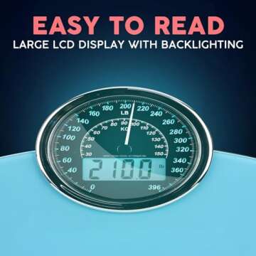 Adamson Hybrid 2-in-1 Analog & Digital Weighing Scale for Body Weight up to 400lbs + Thick Tempered Glass + Extra Large Display + Easy to Read Digital Bathroom Scale + New - Light Blue