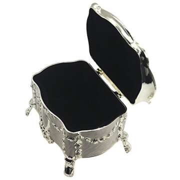AVESON Luxury Vintage Metal Alloy Jewelry Box Ring Trinket Case Christmas Birthday Gift, Small