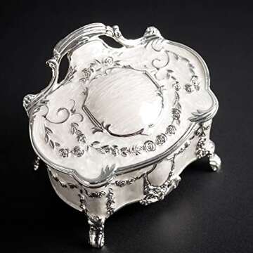 AVESON Luxury Vintage Metal Alloy Jewelry Box Ring Trinket Case Christmas Birthday Gift, Small