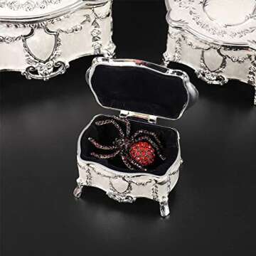 AVESON Luxury Vintage Metal Alloy Jewelry Box Ring Trinket Case Christmas Birthday Gift, Small