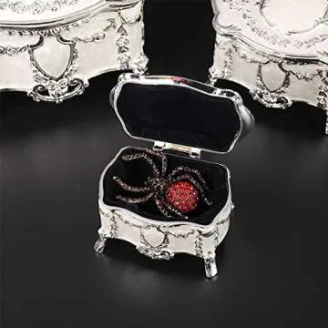 AVESON Luxury Vintage Metal Alloy Jewelry Box Ring Trinket Case Christmas Birthday Gift, Small