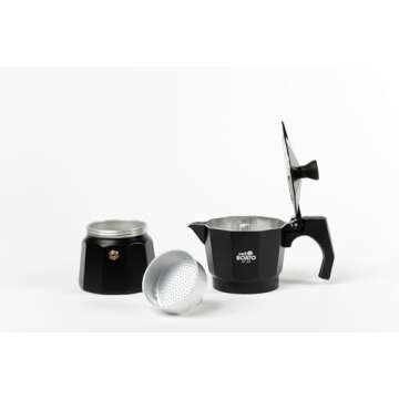 Cafe Boato Moka Pot 6 cup espresso, Black, Coffee Maker Stovetop, italian espresso